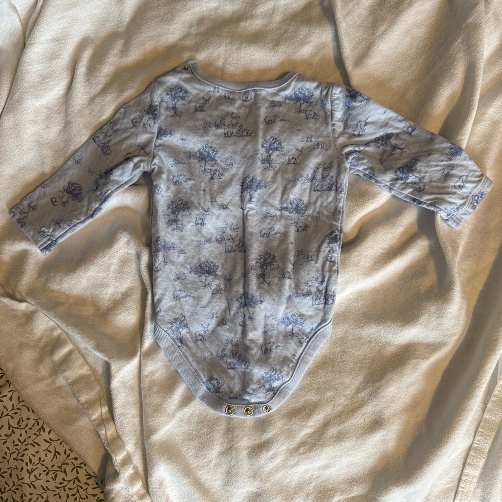 Janie and Jack Baby Woodland Toile Long sleeve onesie size 3-6mo, NEW - Picture 2 of 4
